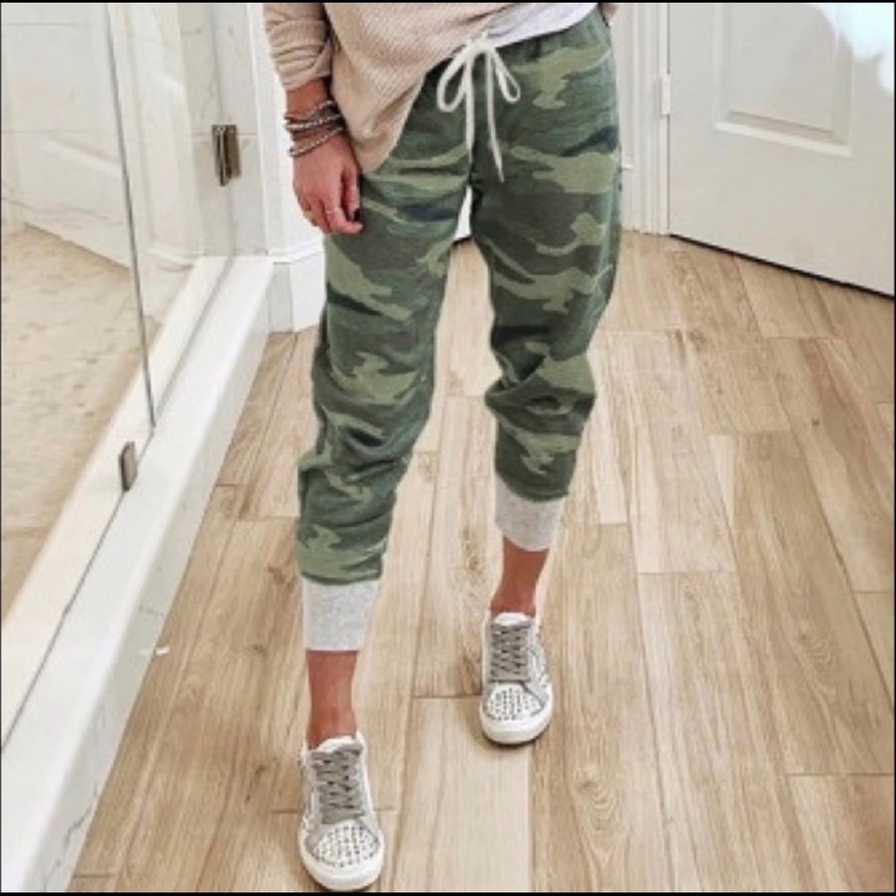 Camo Drawstring Jogger Pants - Green